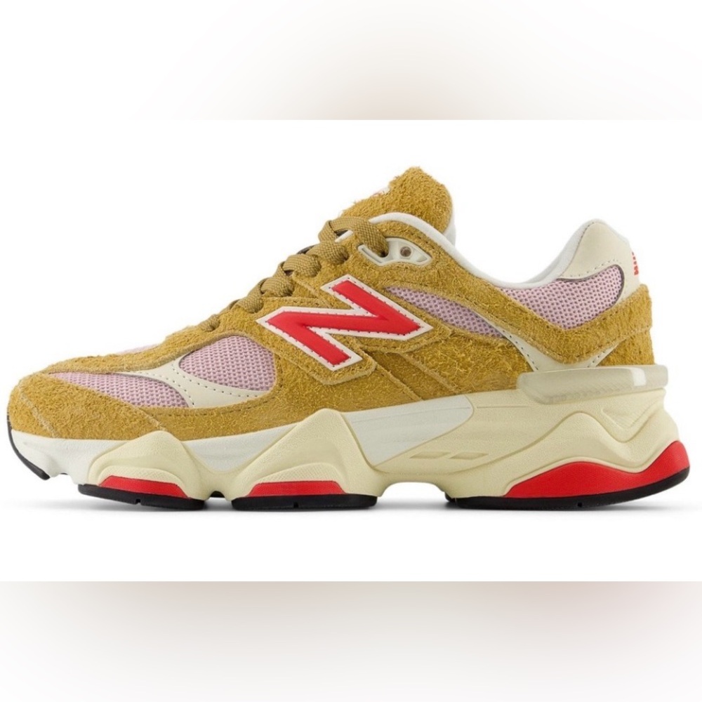 New Balance Mustard, Pink & Red 9060 Chunky Sneakers - Picture 2 of 5